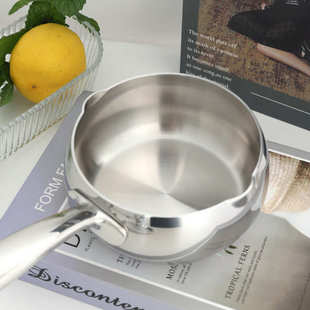 不锈钢奶锅迷你奶锅煮面锅黄油泼油锅18-10三层钢一体成型铸钢柄