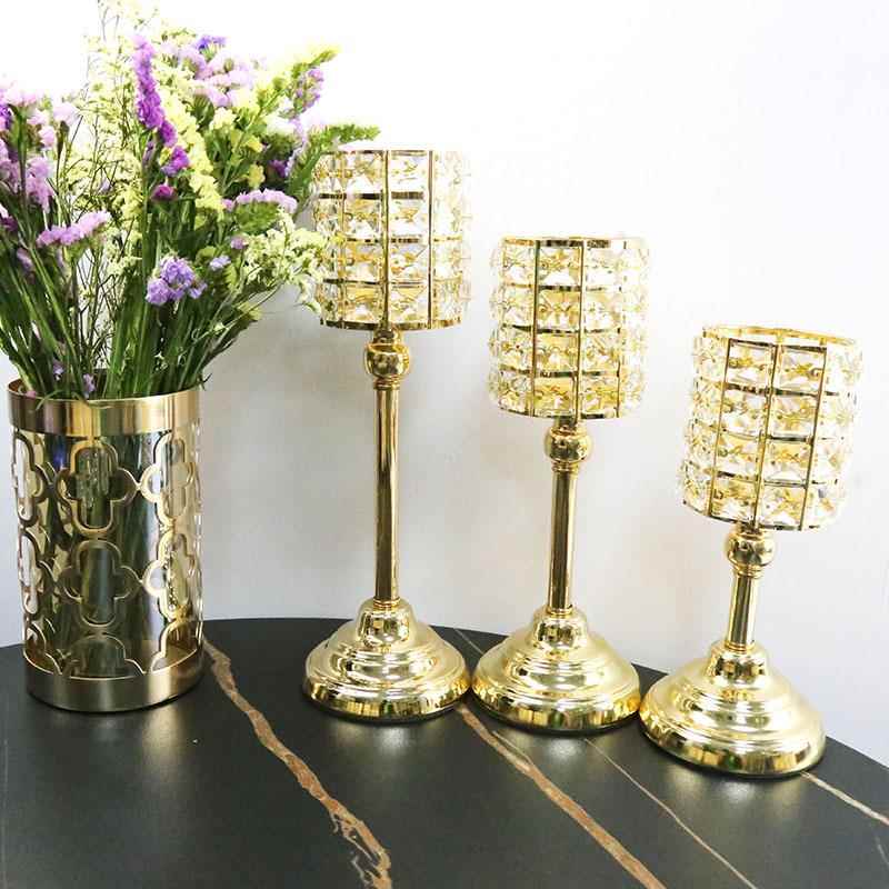 欧式家用复古烛光晚餐灯道具北欧浪漫烛台摆件聚会水晶蜡烛台餐桌