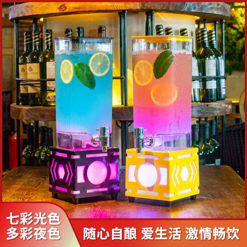 新款七彩发光酒炮3升酒吧KTV创意可乐果汁桶带龙头网红扎啤桶商用