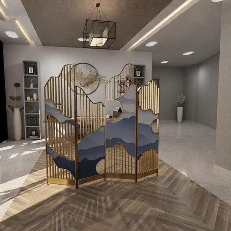 定作屏风欧式玄关隔断客厅服装店折叠移动折屏新中式金属现代简定