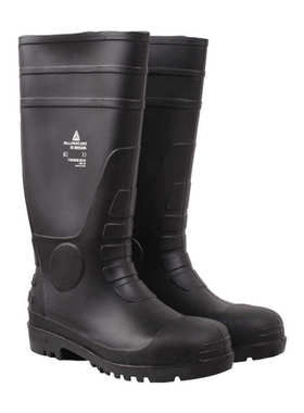 代尔塔301407防化雨鞋防砸/防刺穿耐酸碱耐油PVC中帮高筒防水雨靴