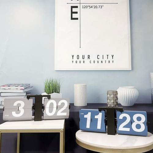 欧复挂古机械钟自动翻页客厅式大号钟简约桌面台钟座钟挂HY-F018