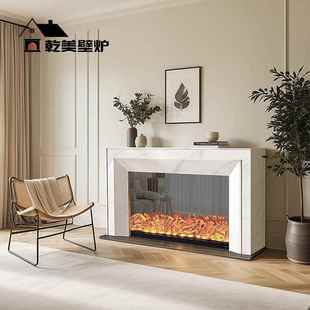 法壁炉装 炉客壁厅简约纹路仿大理石实 饰CNC柜仿火焰取真暖电子式