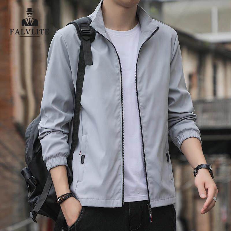FALVLITE秋冬外套薄款男宽松防风男款时尚立领夹克上衣休闲男装