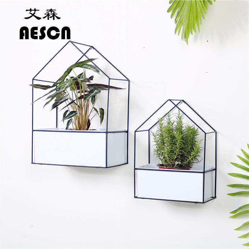 厂家直销北欧风格款创意款铁艺花盆墙壁挂架收纳植置物架装饰盒子