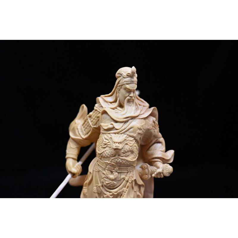 武财神关公关羽像小叶黄杨木雕木雕摆件人物木雕工艺品摆件