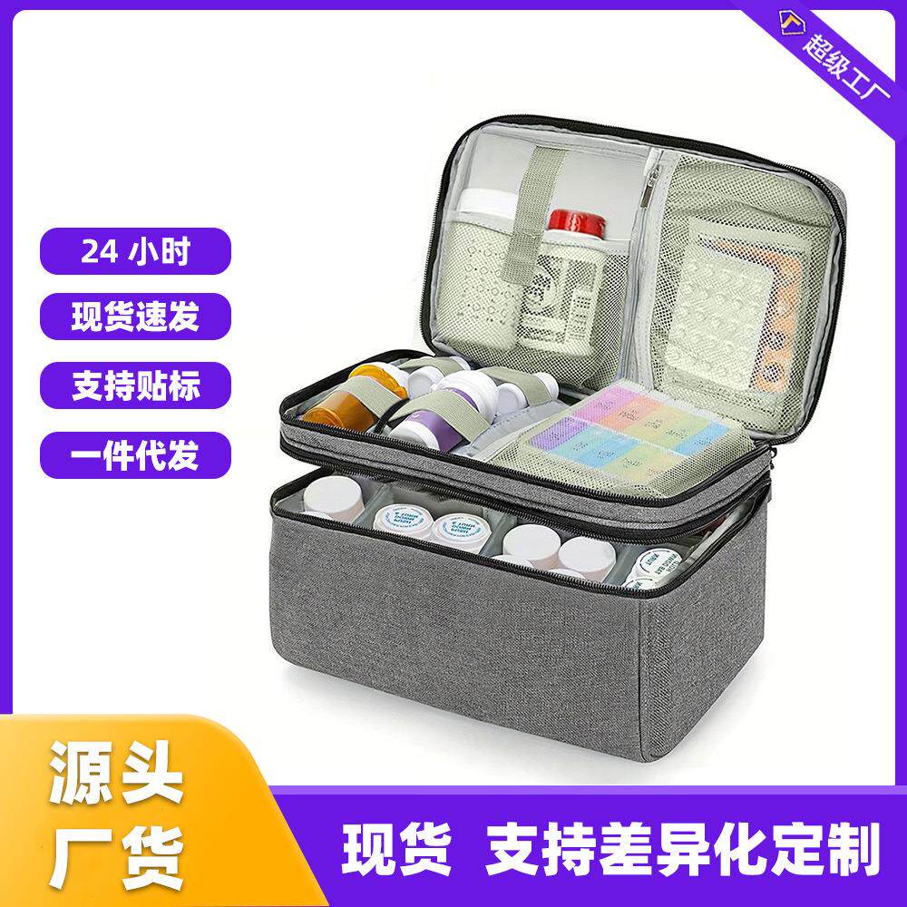 现货新款家用医药箱大容量便携旅行急救盒用于紧急药物收纳袋