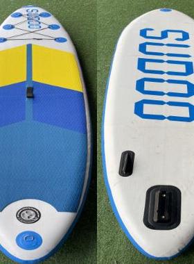 蓝黄色块SUP充气划水板成人专业站立式海上冲浪板折叠便捷式桨板