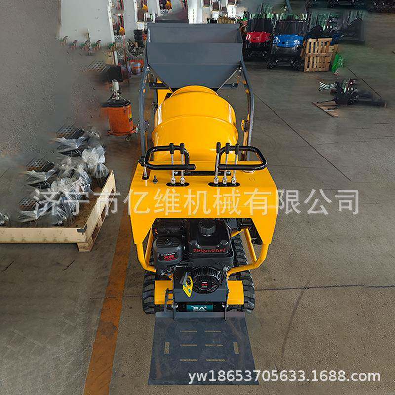 履带式凝土搅拌罐翻斗混车程工地拌运搅输砂浆水838泥搅工拌设备