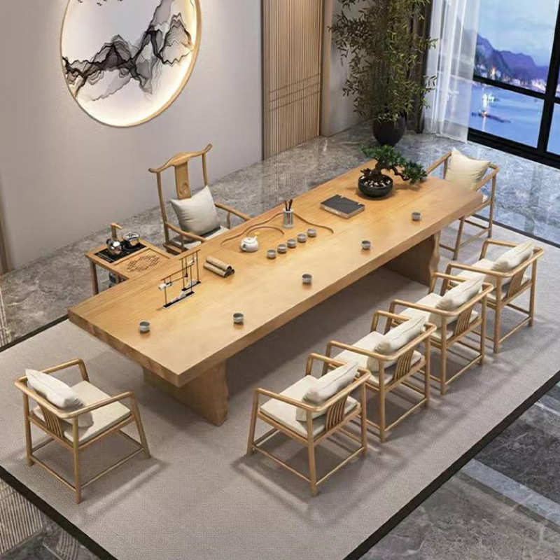 大板桌原木茶几新中式家用办公室泡茶桌简约现代功夫禅意个性茶台