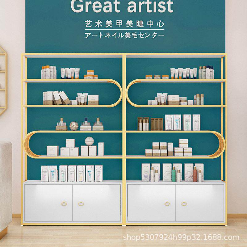 指甲油美甲柜子美容院展示柜落地化妆品中岛柜产品货架展示架展柜