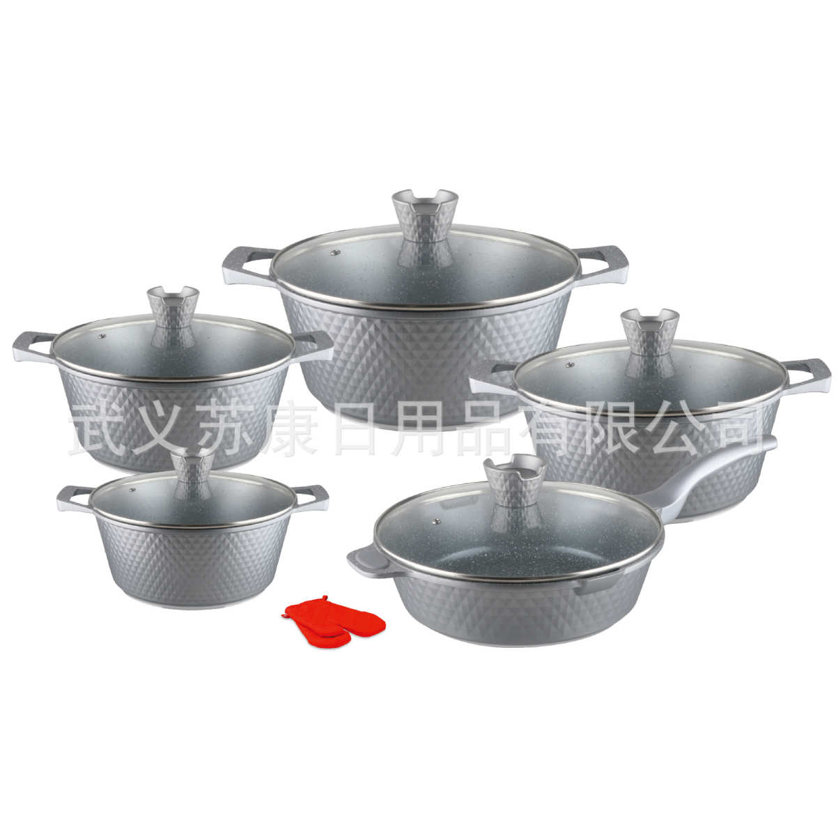 热卖新款小钻12PCS件套锅具不粘汤锅套装压铸锅麦饭石支持混批