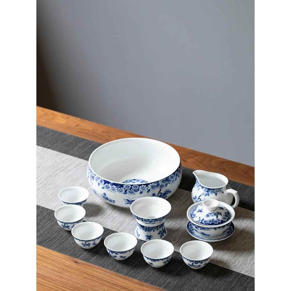 景德镇茶具套装特价会客茶具家用功夫茶杯青花瓷礼盒陶瓷整套