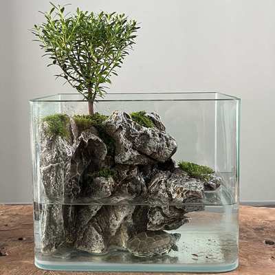 天空之城创意吸水石水族箱一石成景微景观鱼缸造景装饰桌面摆件