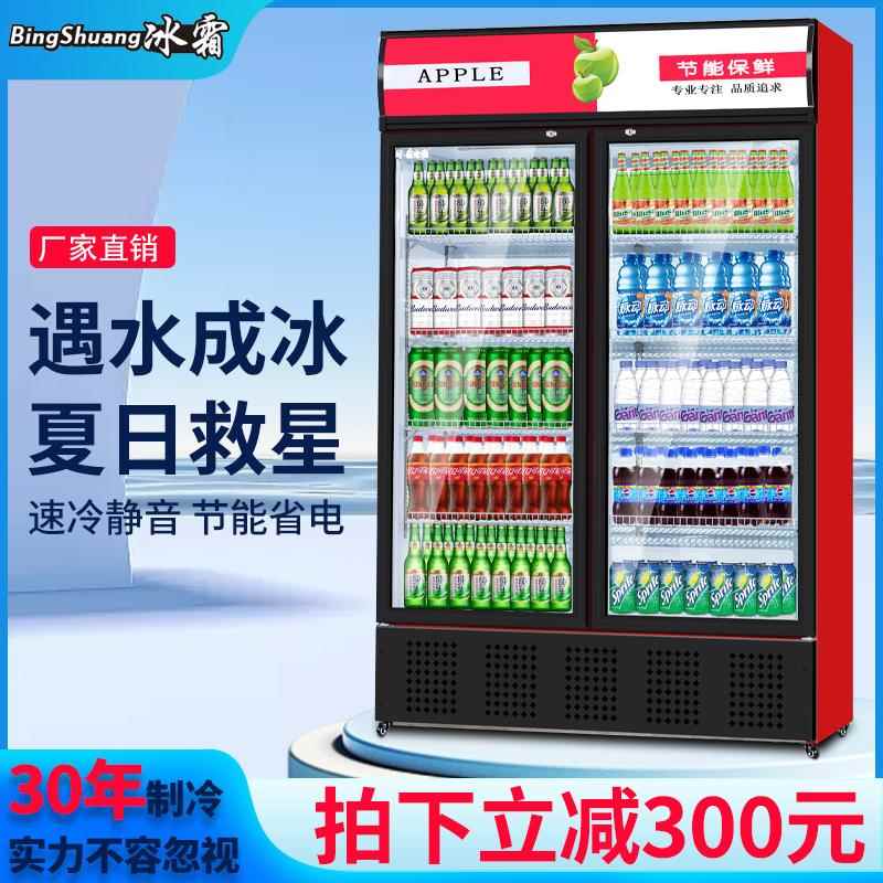 冰霜饮料展示柜冷藏单双开门冰箱商用啤酒水柜超市保鲜柜立式冰柜