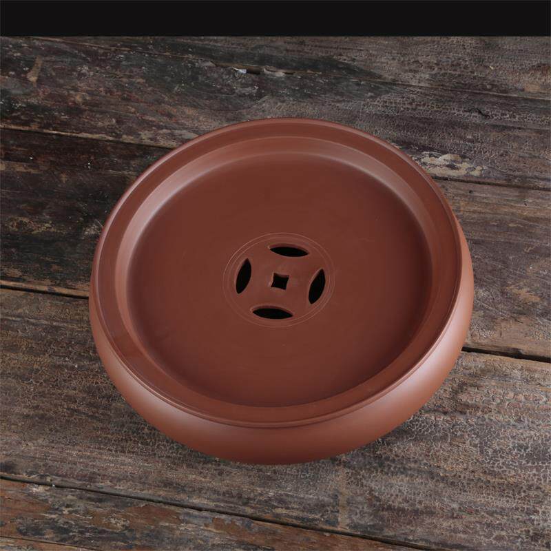 A5家形用圆鼓形紫砂茶F76MH6S8盘L潮州工夫茶具泥复古铜钱简约朱