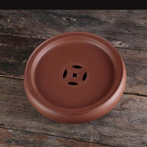A5家形用圆鼓形紫砂茶F76MH6S8盘L潮州工夫茶具泥复古铜钱简约朱