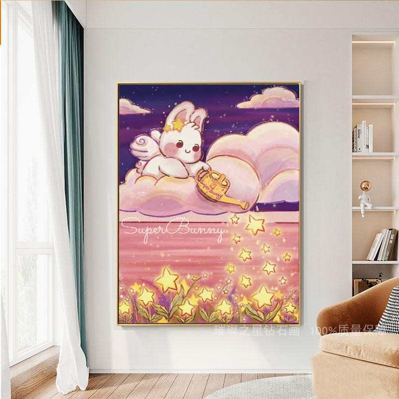 钻石画满钻卡通兔子点贴钻十字绣客厅卧室手工粘钻画钻石绣儿童房