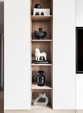 态生活 ins轻奢风马年黑白陶瓷装饰品摆设电视柜书柜高级感小摆件