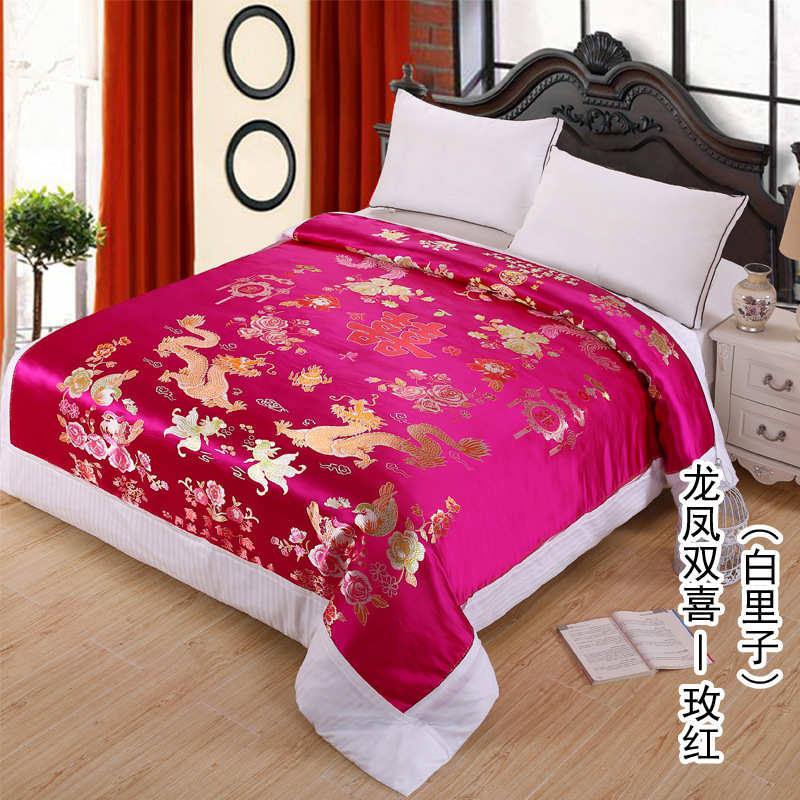 织锦缎软喜里百龙凤结婚绸被锻丝绸婚庆子图白被套锻杭州被罩被面