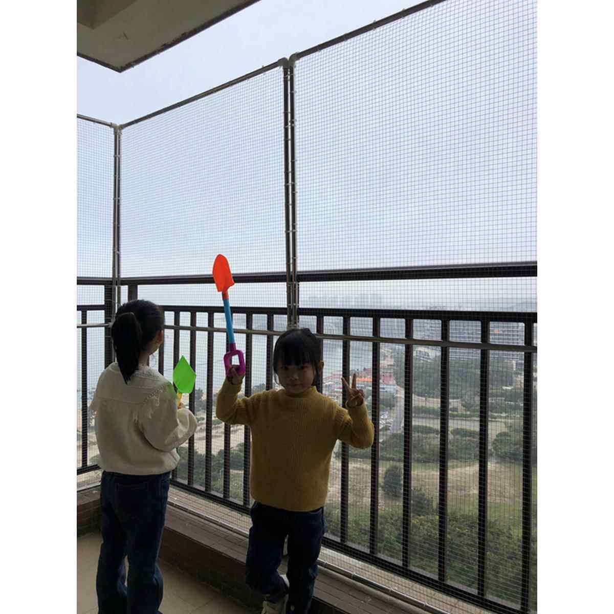 儿童阳台防坠防护网高空防坠防护网楼梯栏杆走廊护栏加高防猫网