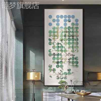 网红新中过式进山门入户挂玄关装办公室画水风背景景墙饰画走廊道