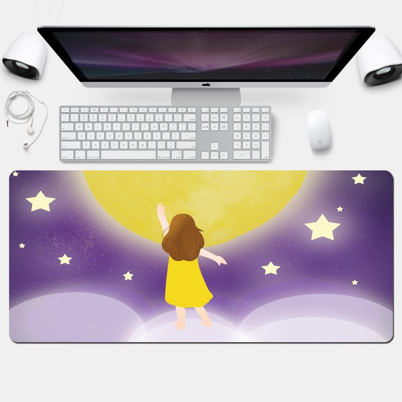 卡通可爱幸运女孩鼠标垫子超大号电脑桌垫办公定制家用笔记本T4QQ