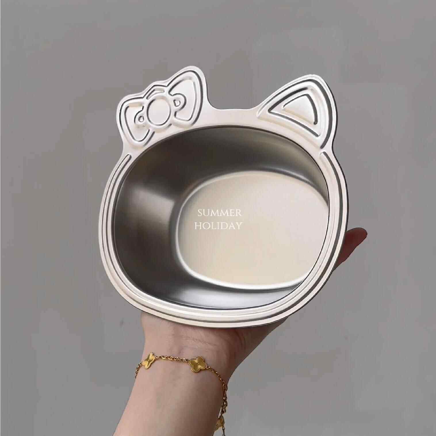 蝴蝶结小猫碗304不锈钢碗儿童饭碗可爱高档宝宝吃饭专用碗