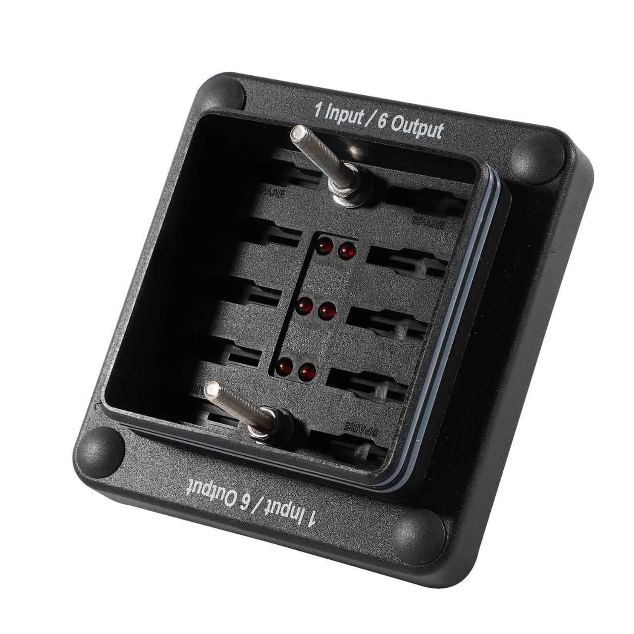 2021新款一进6出保险丝座带灯带橡胶垫加强防水 12-32V直流100A