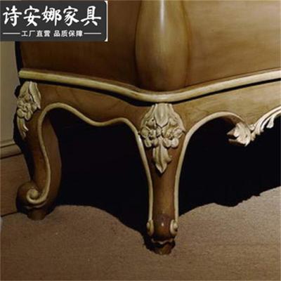 法式家具厅客家具电视柜实木雕花仿古色厅柜三DQT抽电视矮柜