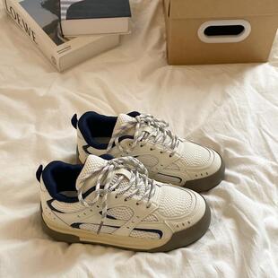 女款网面透气运动鞋设计感小众板鞋女款学生百搭鞋子厚底透气女鞋