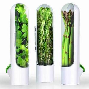 跨境新款香草保鲜杯蔬菜储存器逊笋竹保鲜器盒Herb Storage Saver
