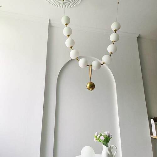 法式奶油风餐厅吊灯北欧设计师吧台灯长条loft公寓魔豆餐桌灯具