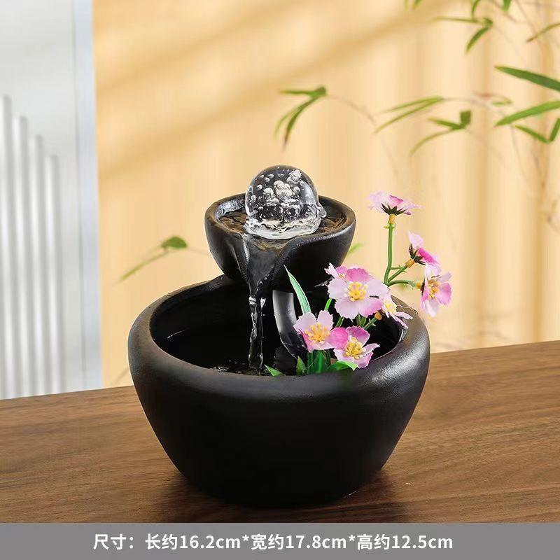 陶瓷流水器鱼缸泉摆件流水QVF生财自动循环喷办公室桌面加湿饮猫
