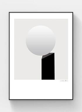 集雅艺术品现代极简黑白几何抽象落地玄关装饰画 画客厅饭厅卧室