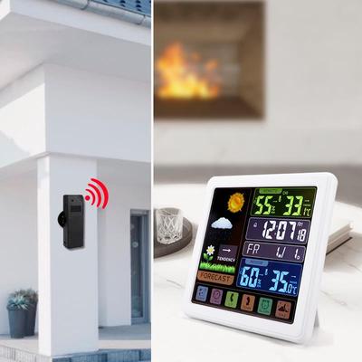 温度计室内挂墙无线室内室外温湿度计家用小型气象站电子触屏挂墙