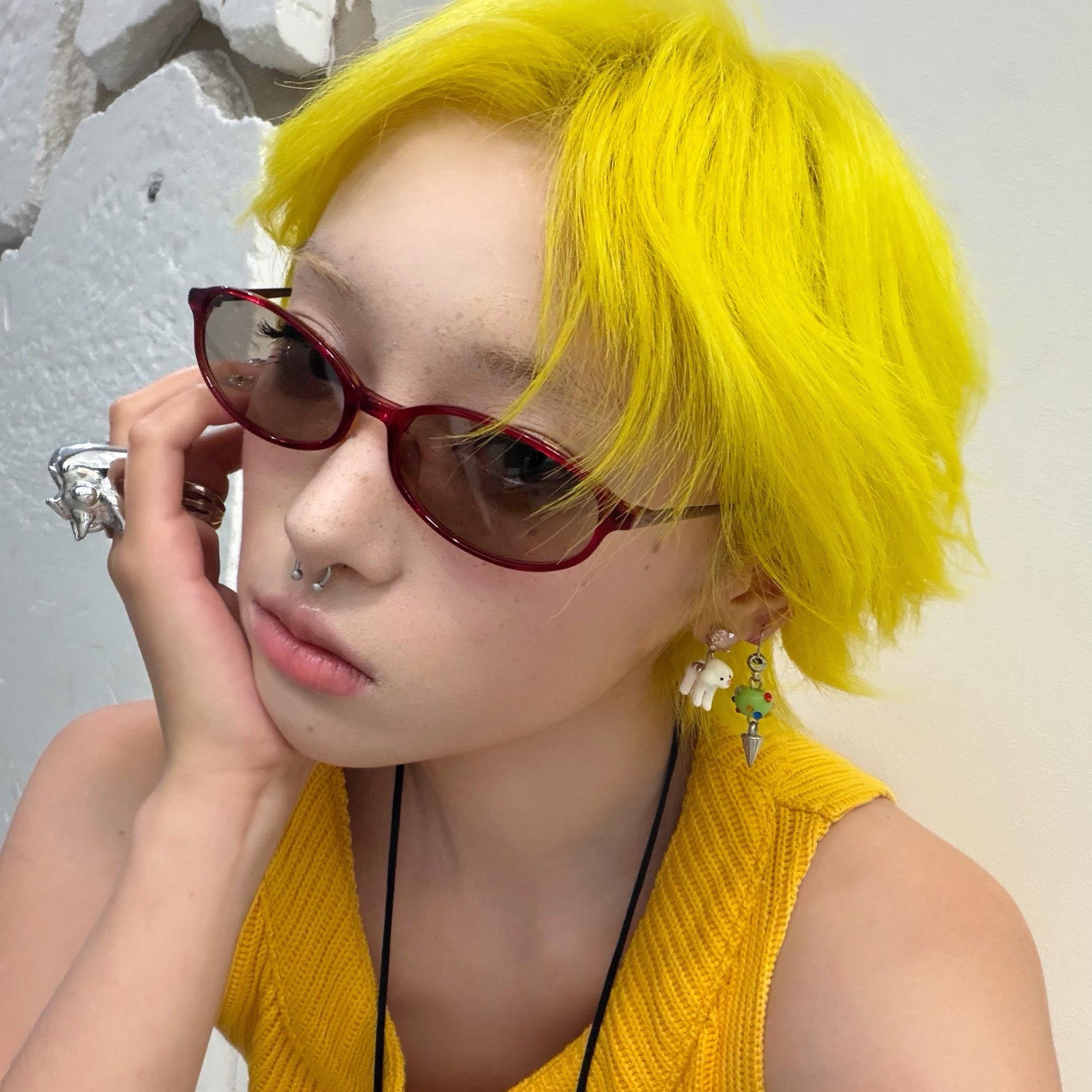 【原创自制】404的店千禧风暗红色椭圆墨镜板材纯钛尼龙太阳眼镜