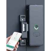 外贸专业经营新加坡涂鸦双面指纹电子遥控墨盒锁人脸识别铁柱门智