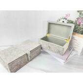 灰衣帽简约装 饰收纳盒间皮摆件首饰盒样板间卧室马毛现代高级