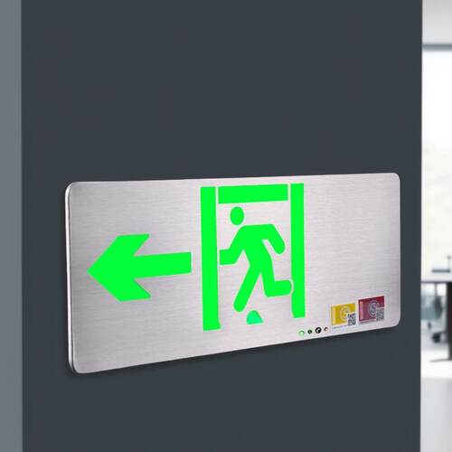 超薄不锈钢双面LED安全出口指示牌消防紧急通道疏散指示灯紧急照