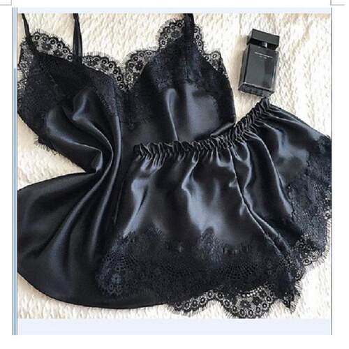 Pajama suit imitation silk female summer suspenders + shorts
