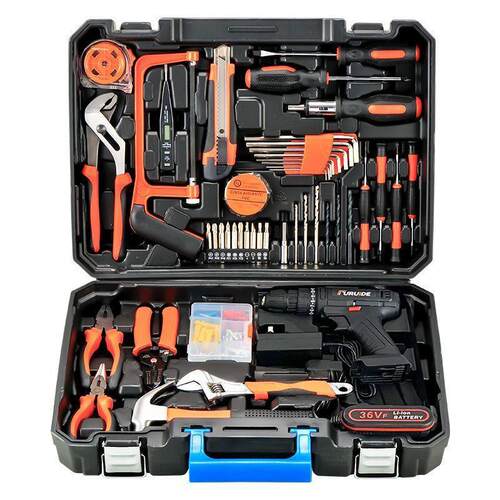 福瑞德日常家用电钻手工具套装五金电工专用维修多功能工具箱木工