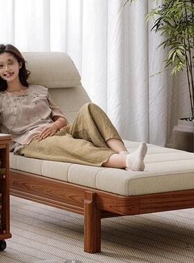 新中式榆木实F987H76M木贵妃椅闲贵沙发床可调节客躺椅妃休榻厅现