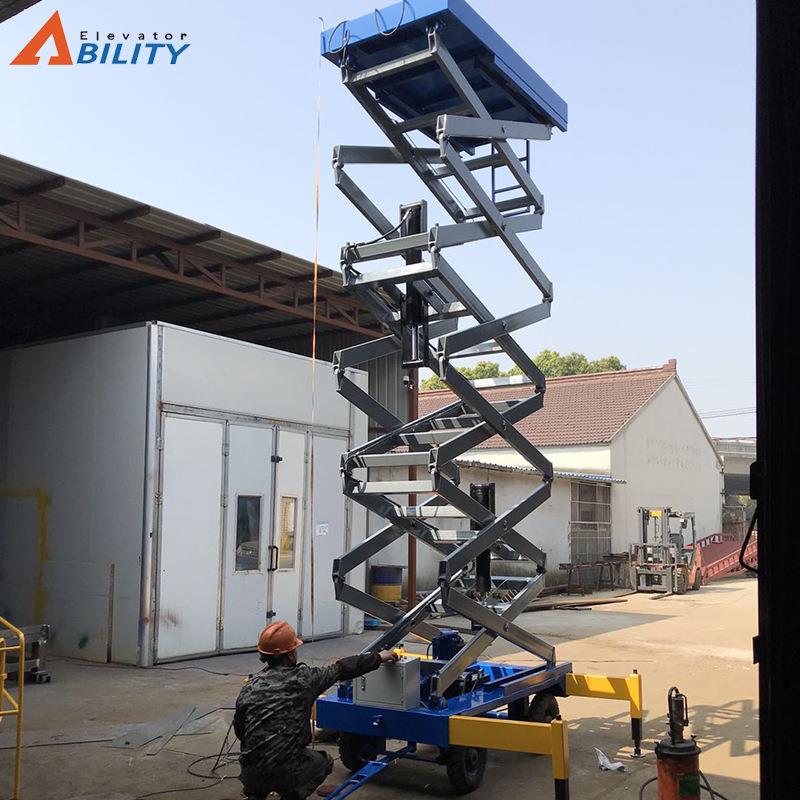 四轮电动剪叉式移动液压升降机18米高空作业剪叉式移动升降机