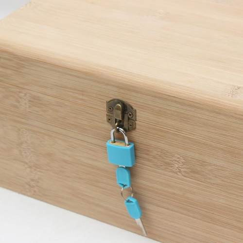 正品意创带锁木盒桌竹木面收纳箱盒证件首饰储物盒翻盖木桌面收纳