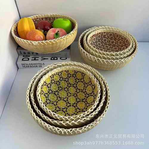 越南竹编篮竹簸箕家用竹编馒头筐水果竹篮农家竹制品收纳篮馒头筐