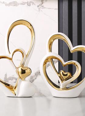 创意心心相印摆件家居饰品轻奢高档客厅玄关电视柜酒柜装饰工艺礼