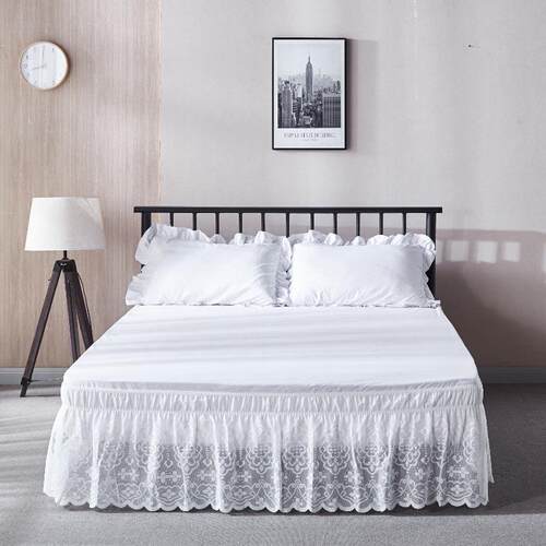 跨境弹力松紧床裙单双人床百褶床罩床尾裙Lace bed skirt 16 inch