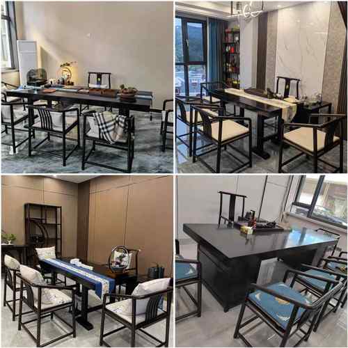 新款美黑胡桃台木实木大板茶桌原木中北岛餐桌椅奥坎花梨蜡木书白