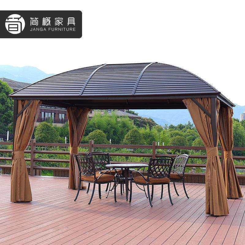 户外凉亭别墅楼顶天台花园庭院欧式景区餐饮遮阳棚雨棚铝合金亭子